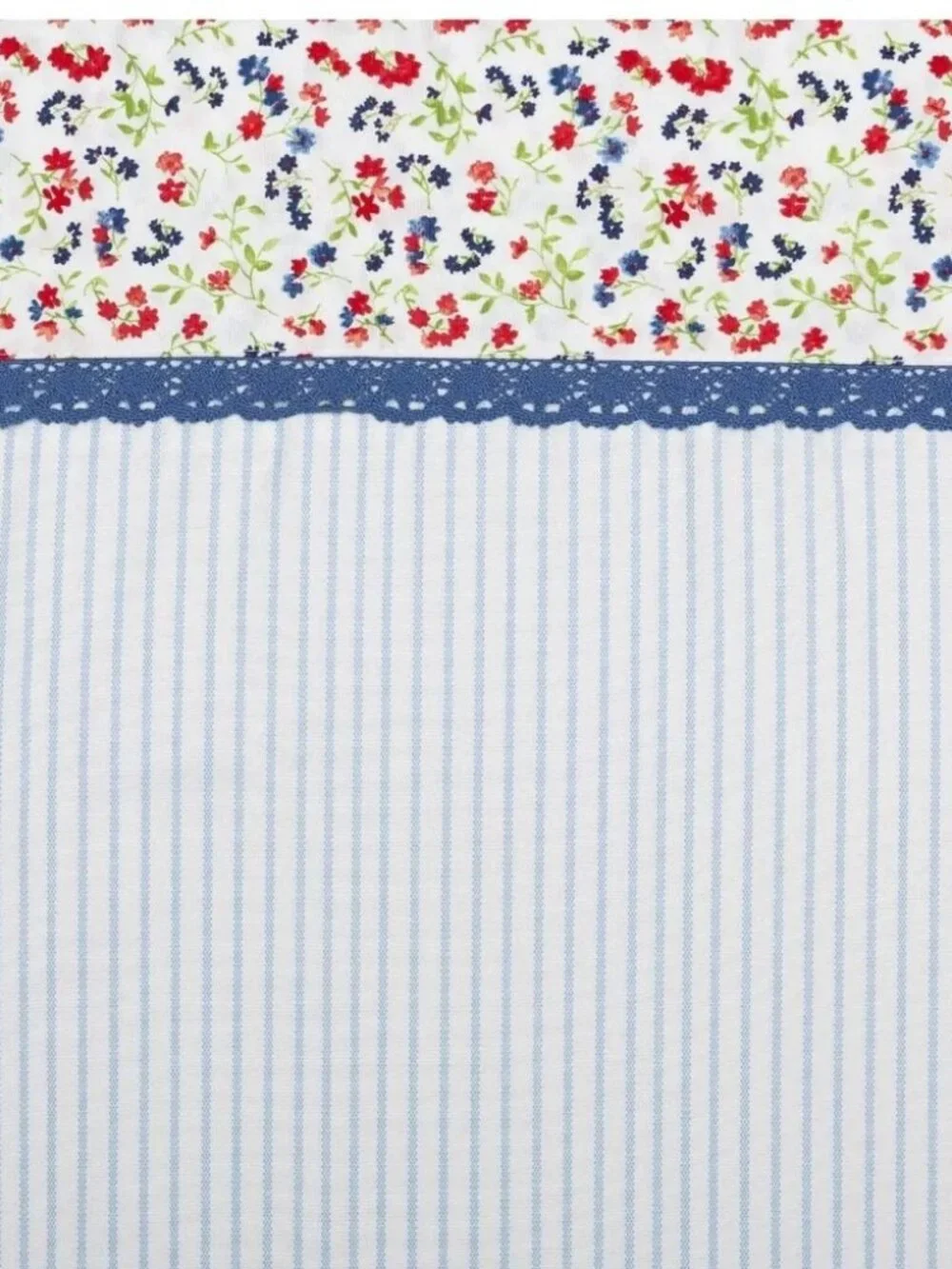 Pioneer Woman 100% cotton 4 pc Full Sheet Set White Blue Stripes wildflowers nwt